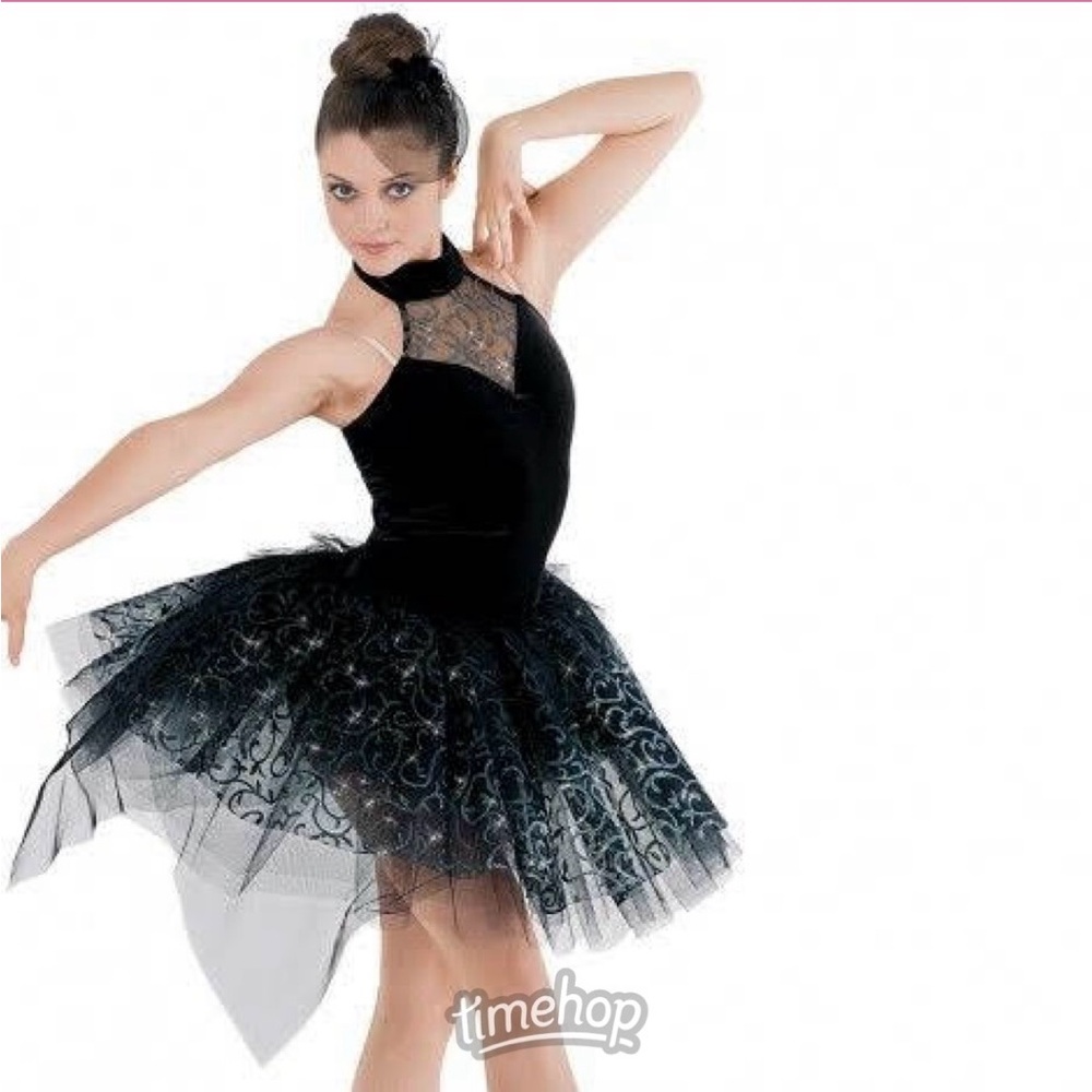 NWOT Weissman Halloween Dance Black Tulle Tutu Asymmetric Velvet Costume Size S